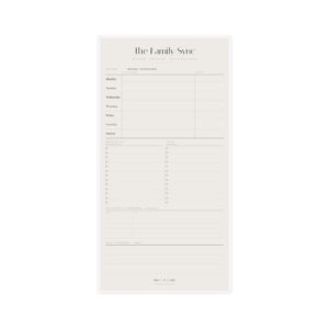 Weekly planner page titled The Family Sync with days of the week and meal planning sections on a cream background