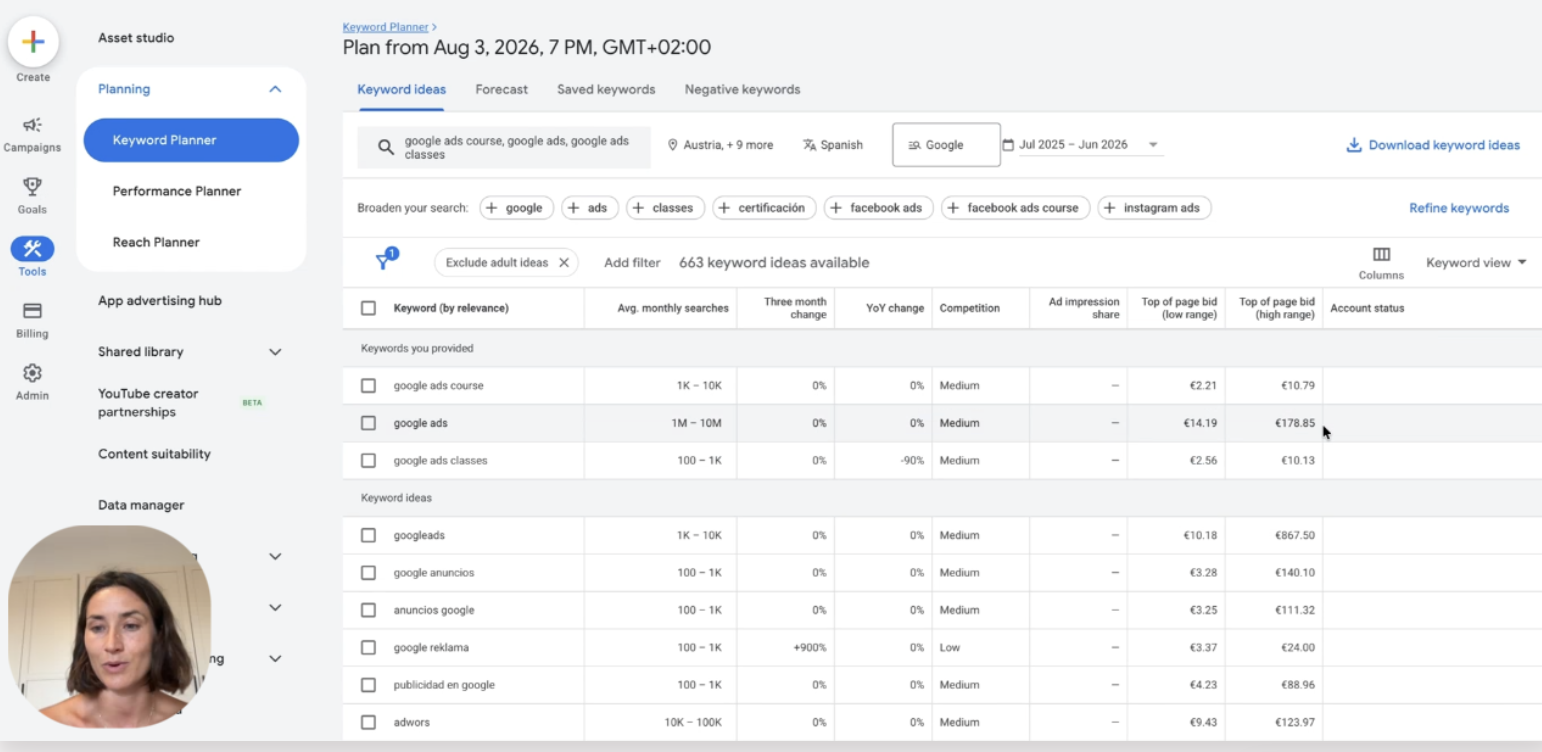 Google Ads platform walkthrough screenshot